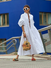 Vestido Phoebe White — Elegancia Atemporal en Algodón Egipcio