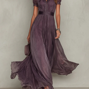 Constança | Vestido Largo de Gasa con Encaje