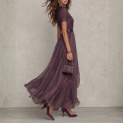 Constança | Vestido Largo de Gasa con Encaje
