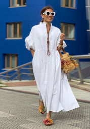 Vestido Phoebe White — Elegancia Atemporal en Algodón Egipcio