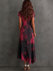 Maude | Vestido Midi Envolvente con Estampado Abstracto y Volantes