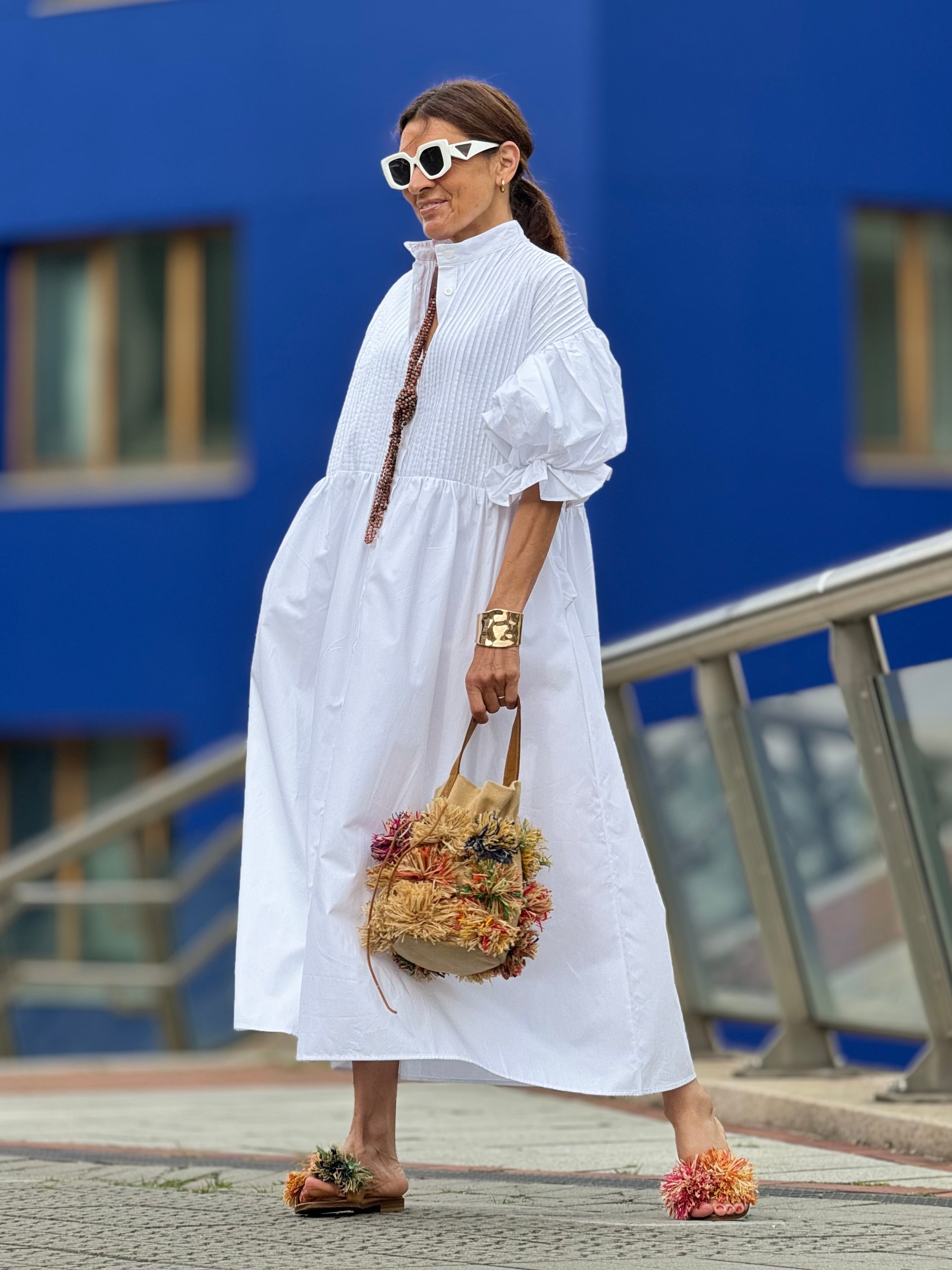 Vestido Phoebe White — Elegancia Atemporal en Algodón Egipcio
