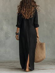 Inês | Vestido Largo Negro con Botones