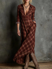Margaux | Vestido Camisa Largo con Cuello Vichy