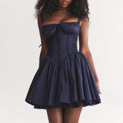Adriana | Vestido Mini Bustier con Escote Corazón y Falda Evasé