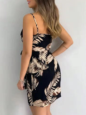 Adriana | Vestido Mini Cruzado de Tirantes con Estampado Tropical