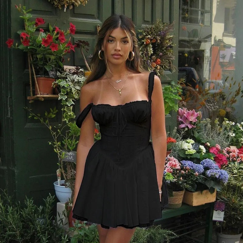 Adriana | Vestido Mini Bustier con Escote Corazón y Falda Evasé