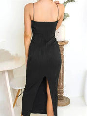 Lucía | Vestido Maxi Texturizado con Escote Halter y Silueta Ajustada