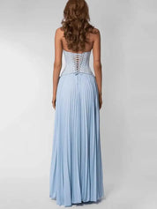Elena | Vestido Maxi de Gala con Corpete Drapeado y Falda en Chiffon