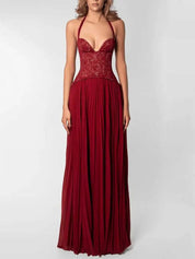 Elena | Vestido Maxi de Gala con Corpete Drapeado y Falda en Chiffon