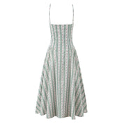 Valeria | Vestido Maxi de Tirantes con Falda Amplia y Rayas en Lino