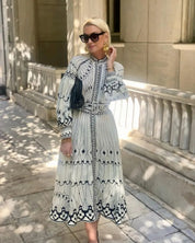 Adriana | Conjunto Co-ord Kimono y Pantalón con Estampado Geométrica
