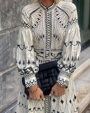 Adriana | Conjunto Co-ord Kimono y Pantalón con Estampado Geométrica