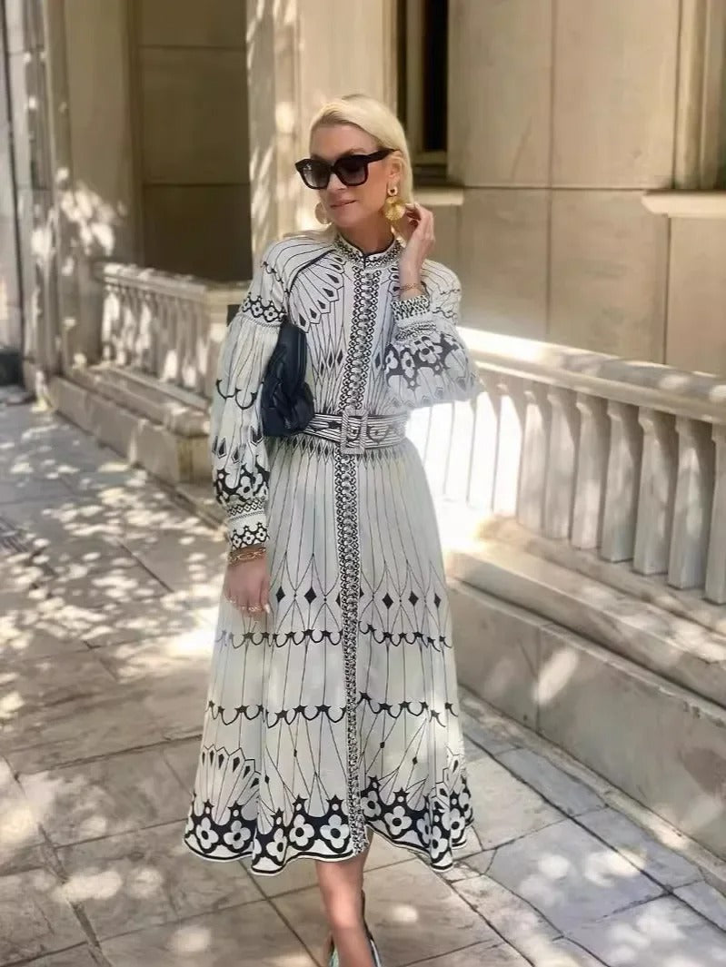 Adriana | Conjunto Co-ord Kimono y Pantalón con Estampado Geométrica