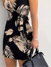 Adriana | Vestido Mini Cruzado de Tirantes con Estampado Tropical