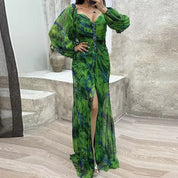 Gregoria™ | Vestido Largo Floral con Escote Profundo
