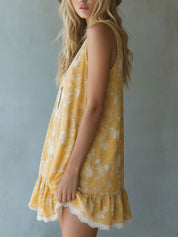 Valeria | Vestido Mini de Tirantes con Escote en V y Volante en el Bajo