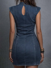 Isabel | Vestido Mini Efecto Piel con Cut-Out Frontal y Hombros Estructurados