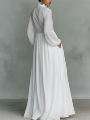 Lucía | Vestido Maxi Camisero de Manga Larga con Falda Amplia y Bolsillos