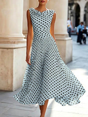 Sofía | Vestido Midi Rodado con Estampado de Lunares y Falda Amplia