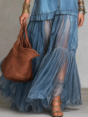Sofía | Vestido Maxi Boho con Falda por Capas y Escote V con Botones