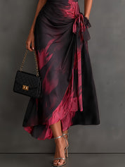 Maude | Vestido Midi Envolvente con Estampado Abstracto y Volantes